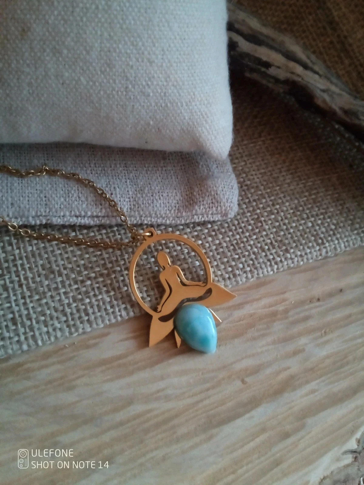 Collier larimar pierre naturelle et pendentif féminin sacré – photo 2